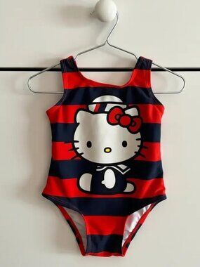 Sanrio Hello Kitty Nautical Stripe One Piece Swimsuit size 12 Months